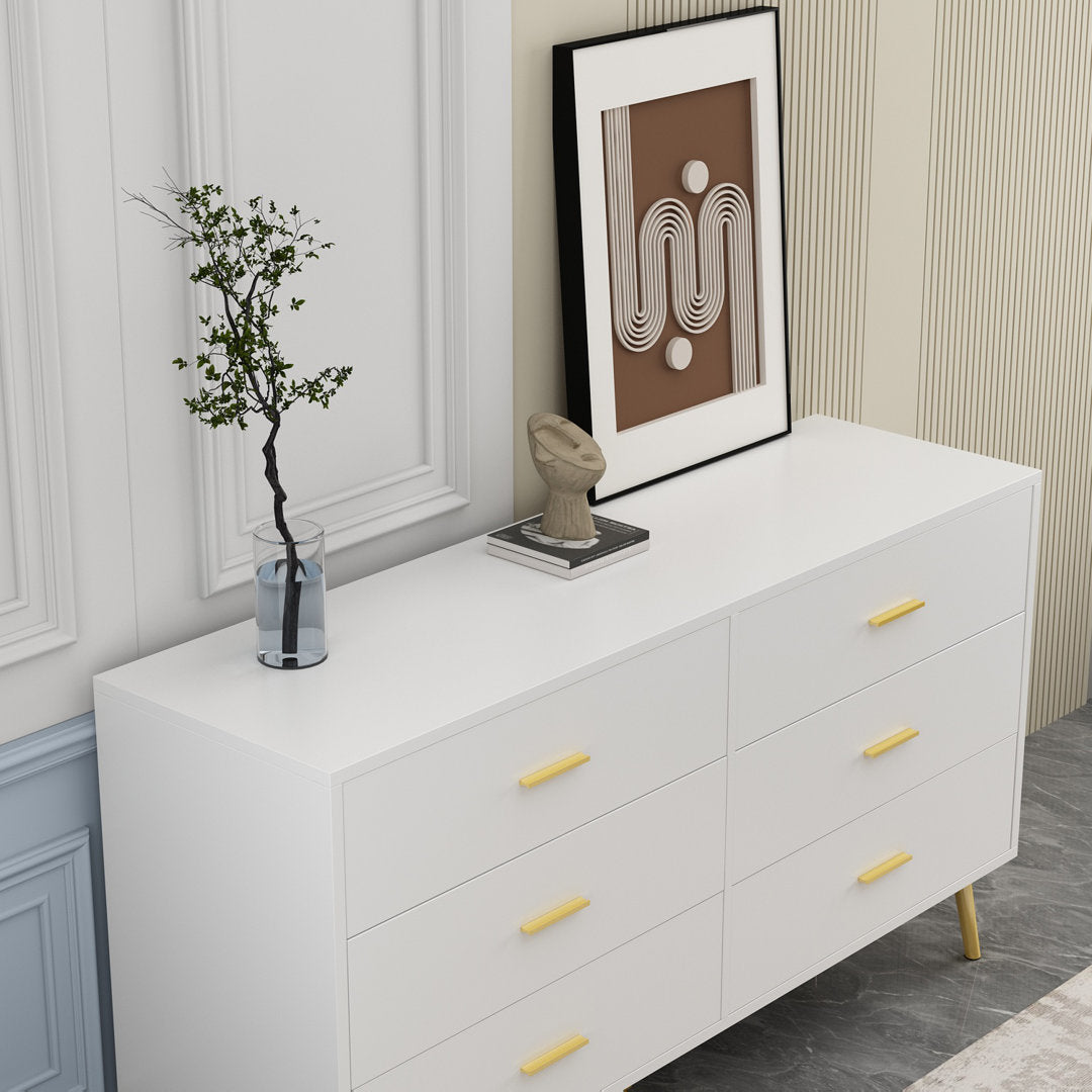 Hoschton 6 Drawer 47.2'' W Double Dresser Willa Arlo™ Interiors Color: White
