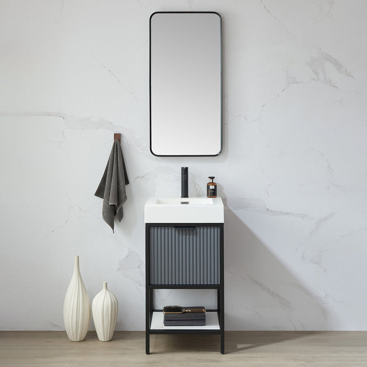 Markhai Modern Accent Mirror Orren Ellis Size: 36'' x 18'' Finish: Brushed Black