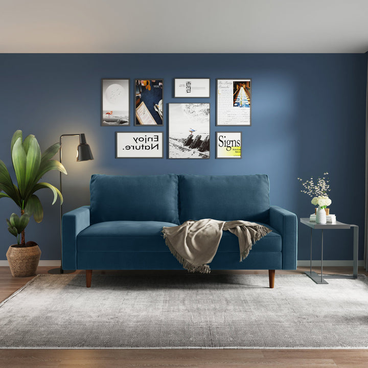 Markham 70" Velvet Square Arm Sofa Willa Arlo™ Interiors Fabric: Prussian Blue Polyester