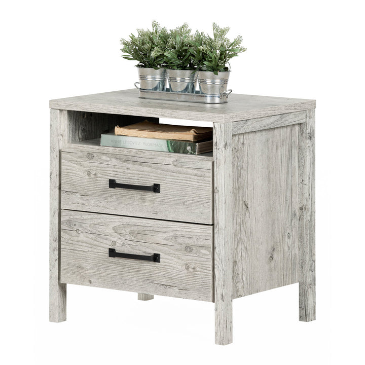 Gravity 2 - Drawer Nightstand South Shore Color: Seaside Pine/Black