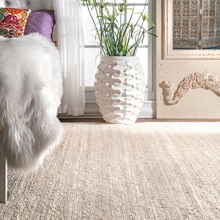 Cruise Handmade Braided Jute Area Rug in Off White Highland Dunes Rug Size: Rectangle 12' x 18'