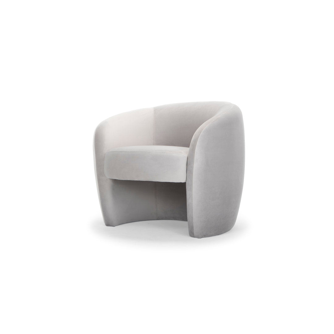 Kearney Upholstered Barrel Chair AllModern Fabric: Stax Light Grey Performance Velvet