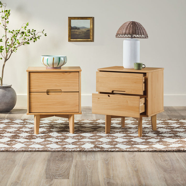 Aizlyn Mid-Century Modern Solid Wood Groove-Handle Nightstands (Set of 2) Wade Logan® Color: Natural Pine