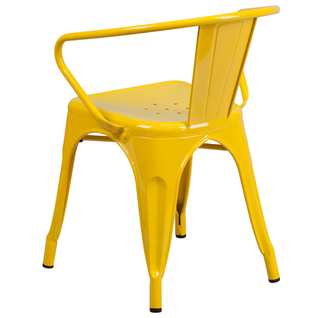 Hucheson Metal Indoor-Outdoor Chair with Arms Flash Furniture Seat Finish: Yellow
