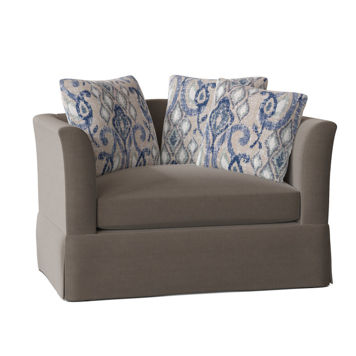 Charlene 50" Wide Armchair Highland Dunes Body Fabric: Judson Mica, Throw Pillow Fabric: Gilda Ocean