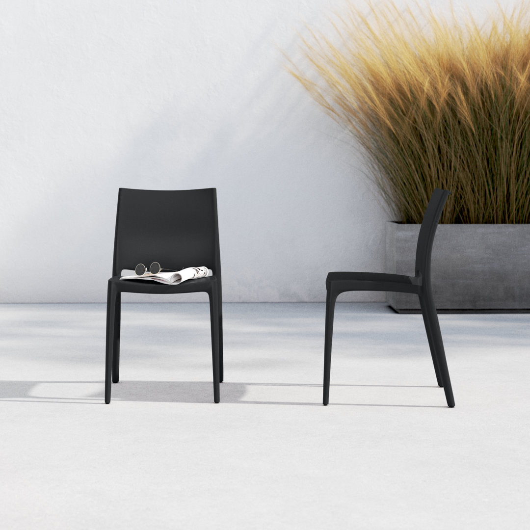 Burt Stacking Patio Dining Side Chair (Set of 2) AllModern Color: Black