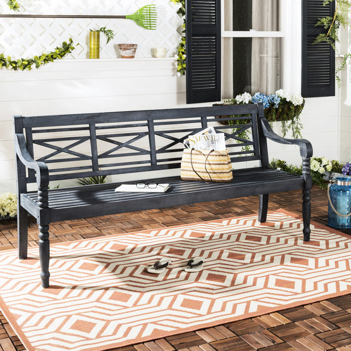 Paull Wooden Garden Bench Highland Dunes Color: Dark Slate Gray
