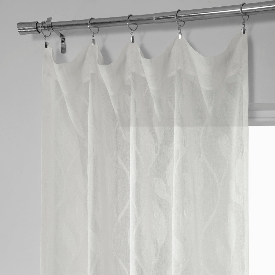Faux Linen Sheer Curtains for Bedroom, Living Room Curtains for Large Window Single Panel Drape Winston Porter Size per Panel: 50" W x 84" L
