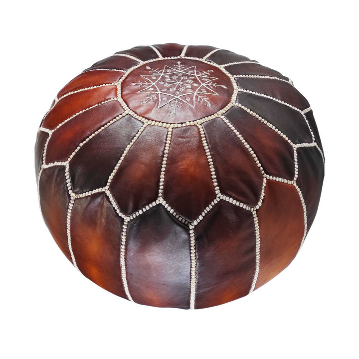 Handmade Moroccan Genuine Leather Ottoman Red Barrel Studio® Leather Type: Tobacco Brown Genuine Leather