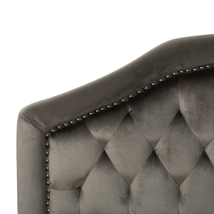 Danni Upholstered Metal Panel Headboard House of Hampton® Size: Full / Double Upholstery: Gray