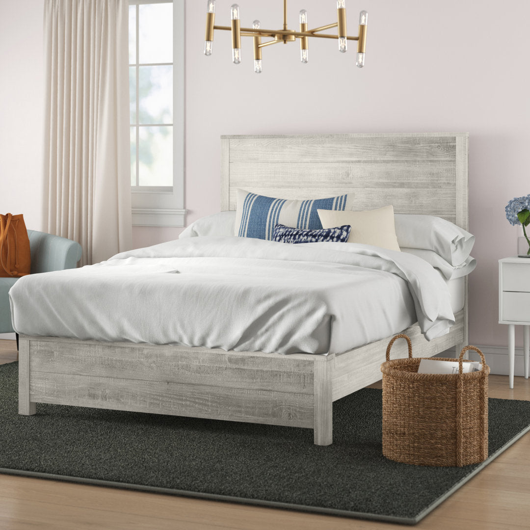 Montauk Solid Wood Bed Grain Wood Furniture Color: Rustic Off-White Size: King