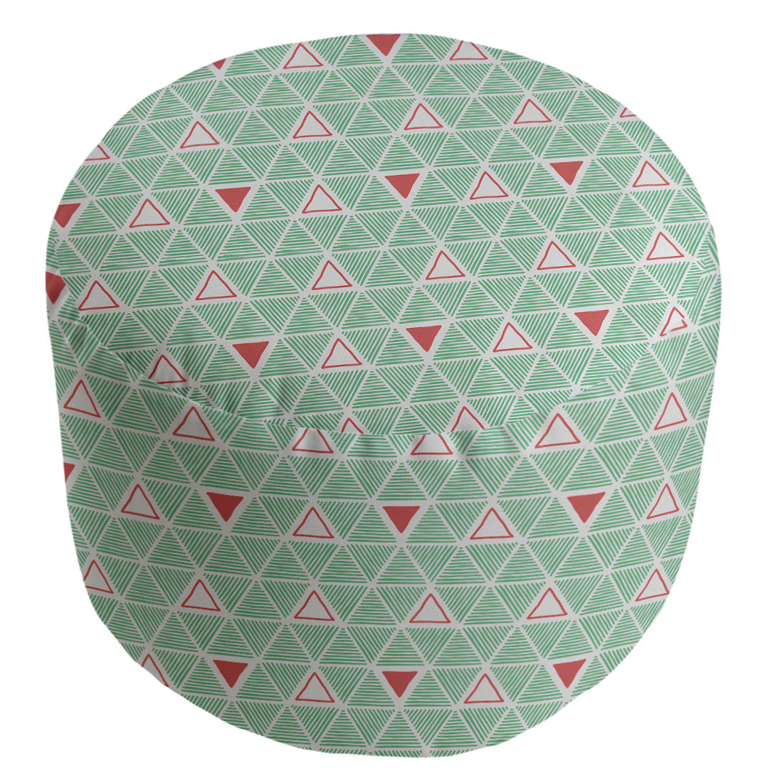 Full Color Hand Drawn Triangles Pouf East Urban Home Upholstery Color: Green/Red
