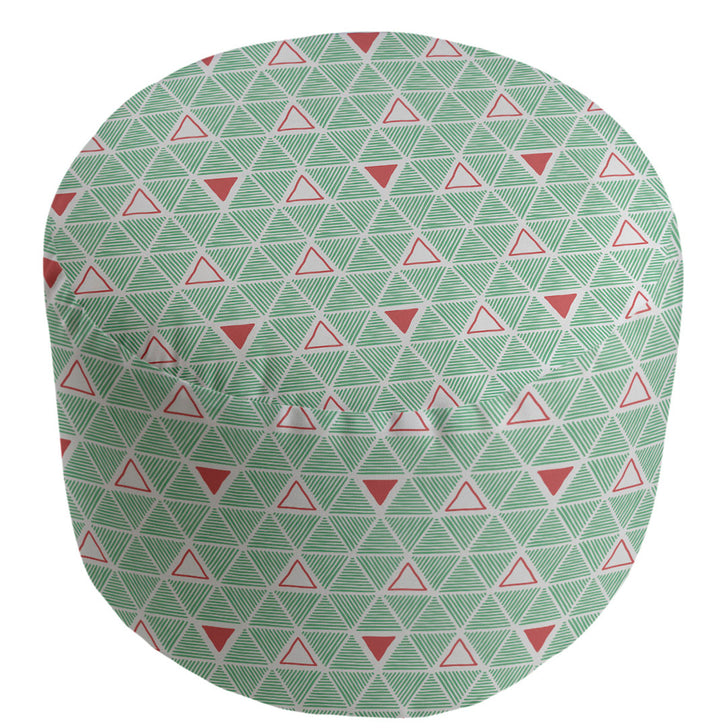 Full Color Hand Drawn Triangles Pouf East Urban Home Upholstery Color: Green/Red