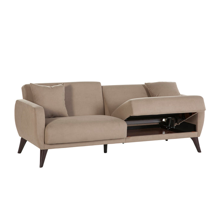 Lelana Twin 78.75 Polyester Tufted Sofa Brayden Studio® Fabric: Taupe