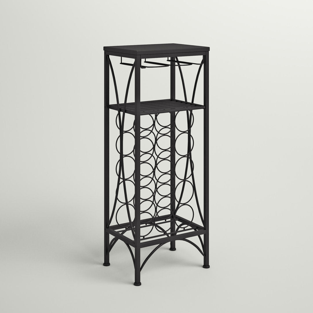 Arveda Home Bar, Wine Rack, Metal, Black, Black, Transitional Lark Manor™ Finish: Black