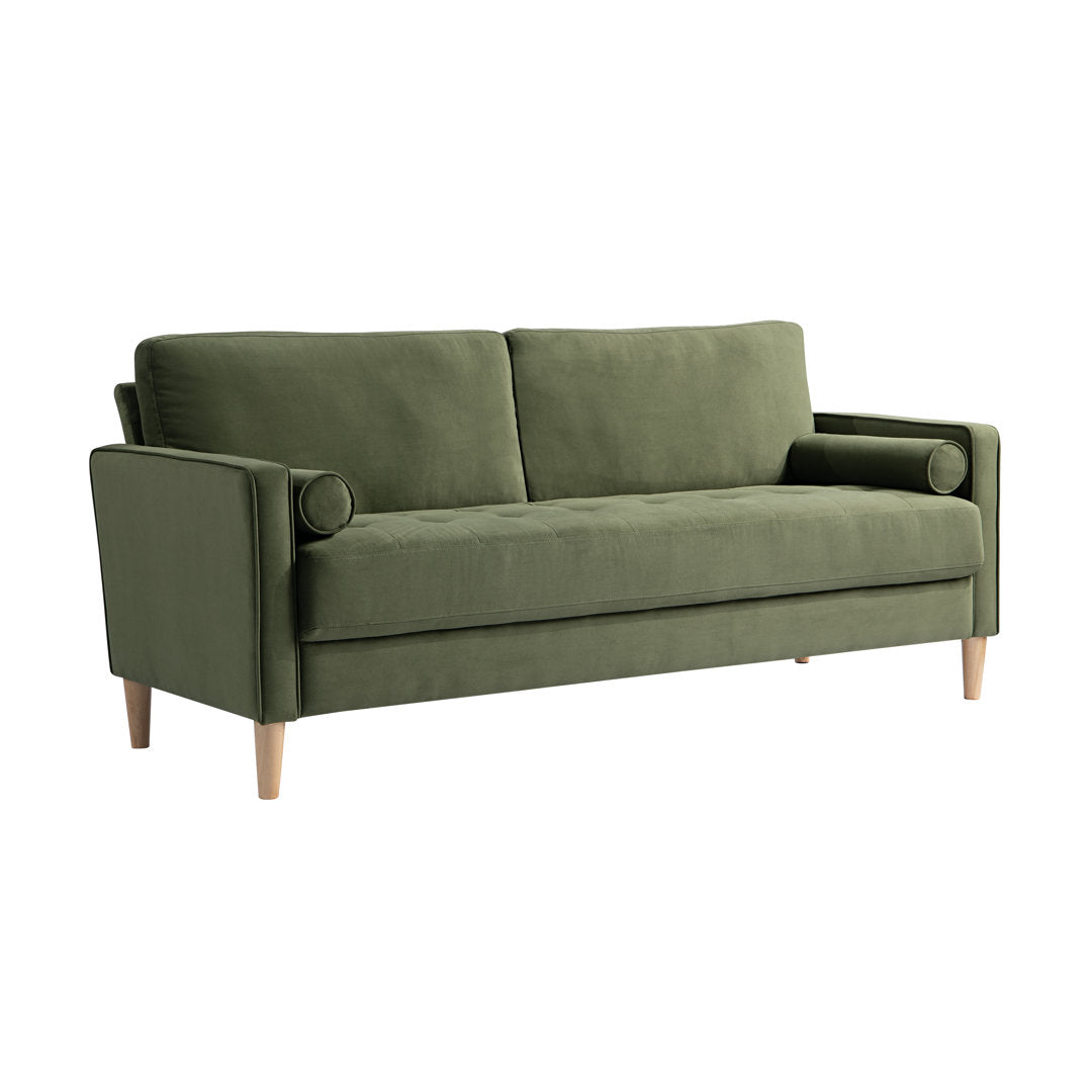 Garren 75.6'' Square Arm Tufted Sofa Mercury Row® Fabric: Green