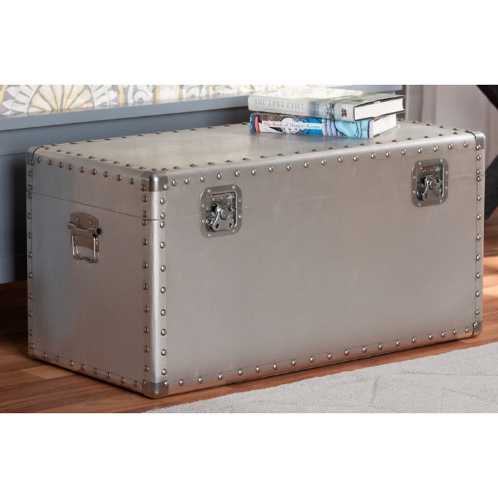 Serge French Industrial Metal Storage Trunk Breakwater Bay