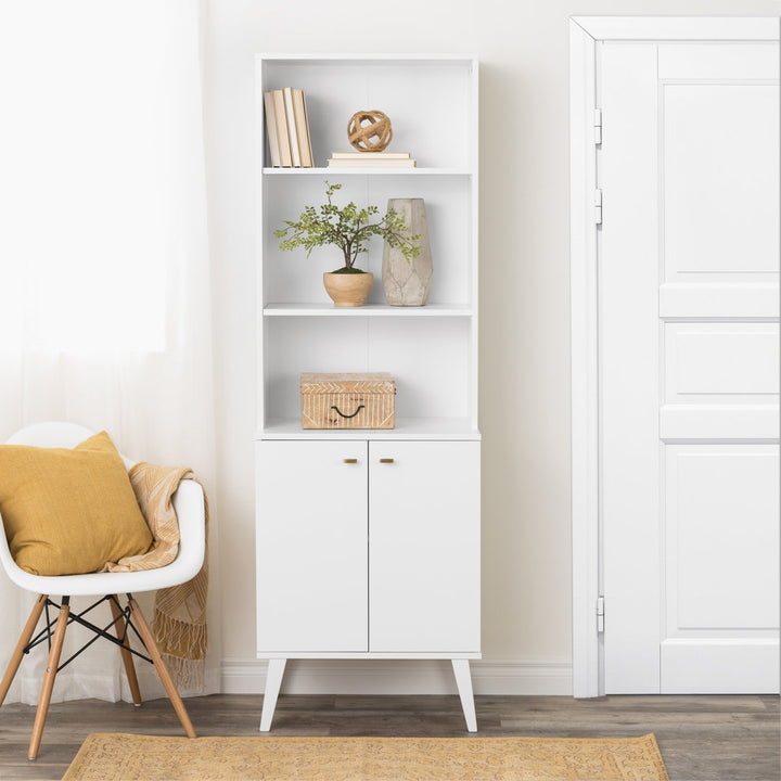 Guthmar Mid-Century Modern Tall Bookcase With Adjustable Shelves George Oliver Color: White