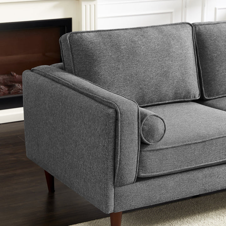 Isaak 105" Wide Symmetrical Corner Etta Avenue™ Fabric: Dark Gray Linen
