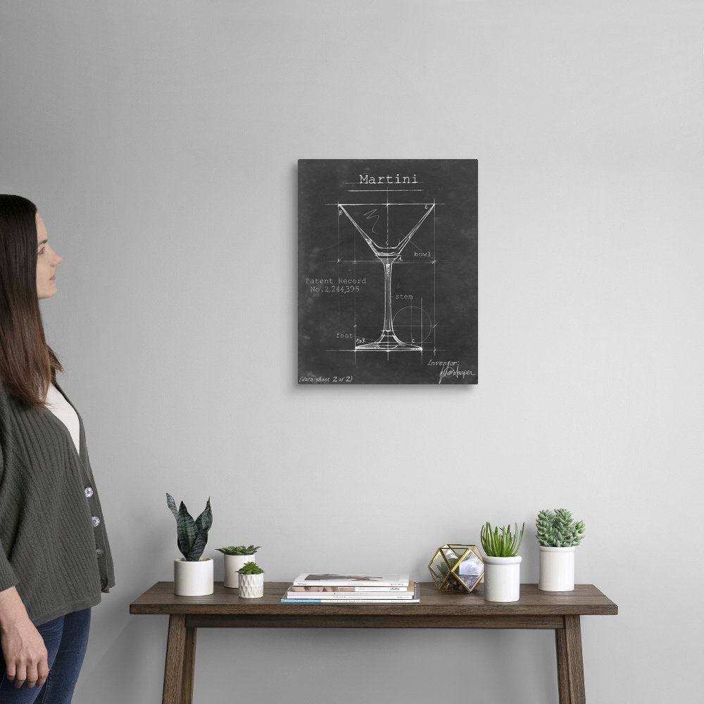 Barware Blueprint V - Graphic Art Print on Canvas 17 Stories Size: 20" H x 16" W x 1.25" D Format: Wrapped Canvas