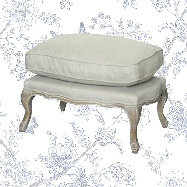 Nonna 30" Wide Velvet Rectangle Standard Ottoman Kelly Clarkson Home Fabric: White/Linen 100% Linen