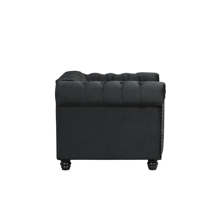 Provence 61" Rolled Arm Chesterfield Loveseat Kelly Clarkson Home Upholstery Color: Black Velvet