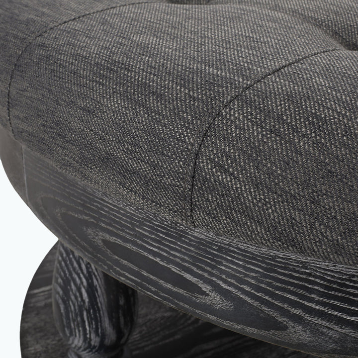 Tawney 40" Wide Tufted Round Cocktail Ottoman with Storage Rosalind Wheeler Leg Color: Gray Body Fabric: Charcoal Fabric