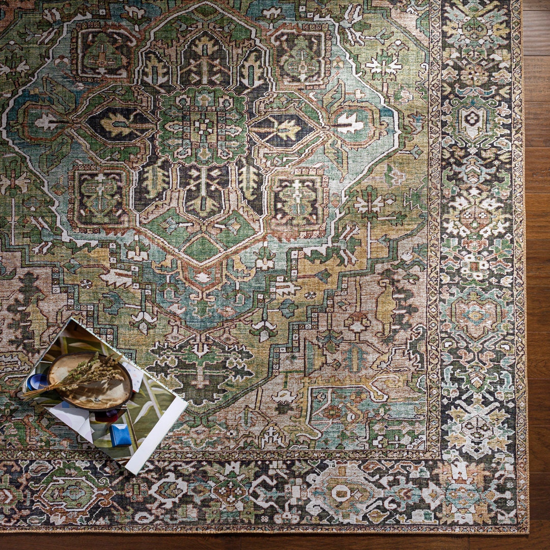 Albion Oriental Black/Green/Ivory Area Rug Mistana™ Rug Size: Rectangle 2'3" x 3'9"