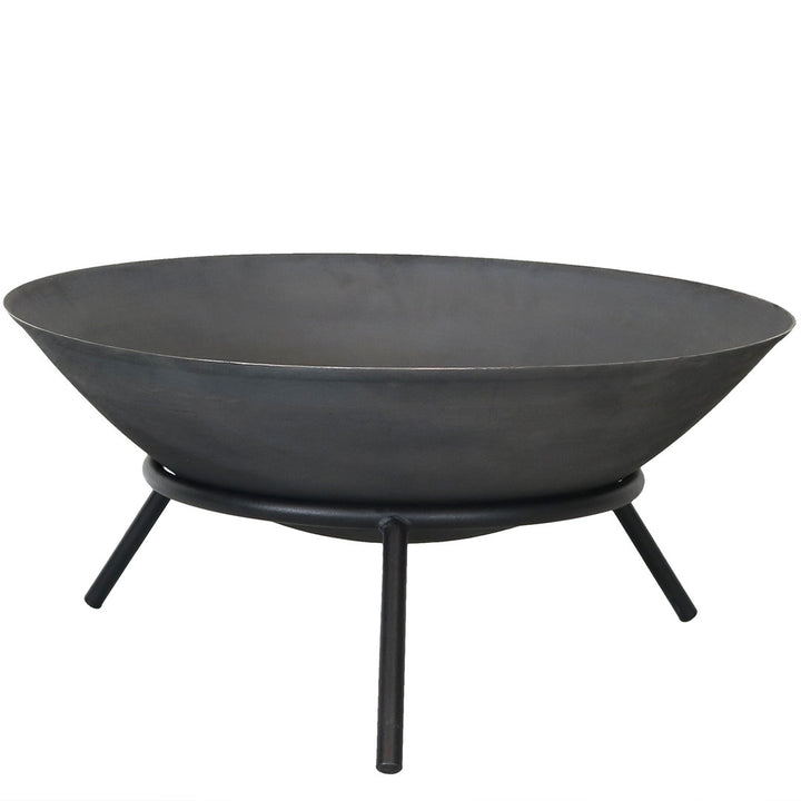 Eckard 22" Round Wood-Burning Black Finish Cast Iron Raised Fire Pit Bowl with Stand Wrought Studio™
