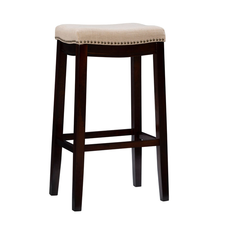 Arlyce Counter & Bar Solid Wood Backless Stool with Upholstered Seat Lark Manor™ Seat Height: Bar Stool (32.25" Seat Height)