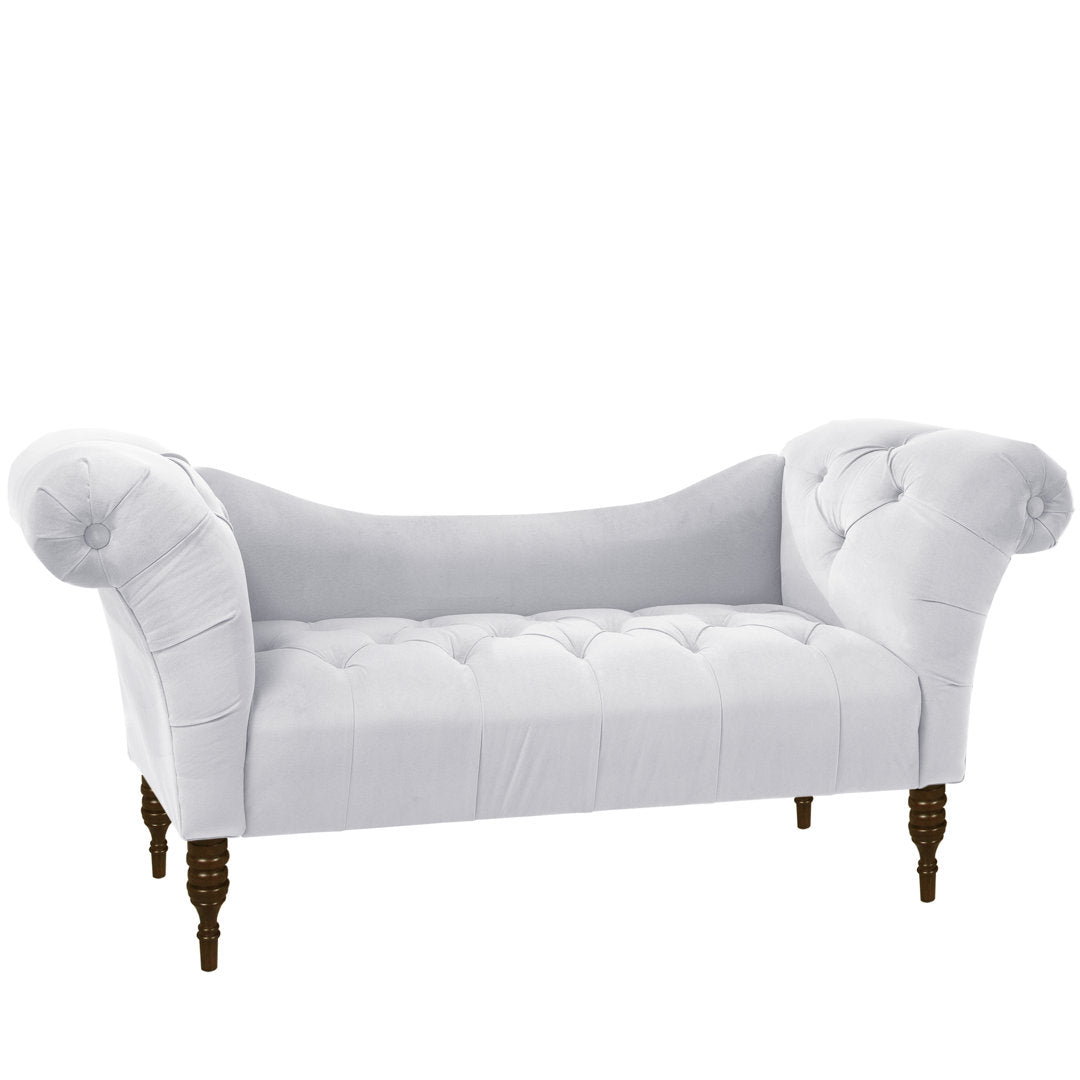 Kareem Upholstered Chaise Lounge Three Posts™ Teen Upholstery Color: Classic White Velvet, Leg Color: Espresso