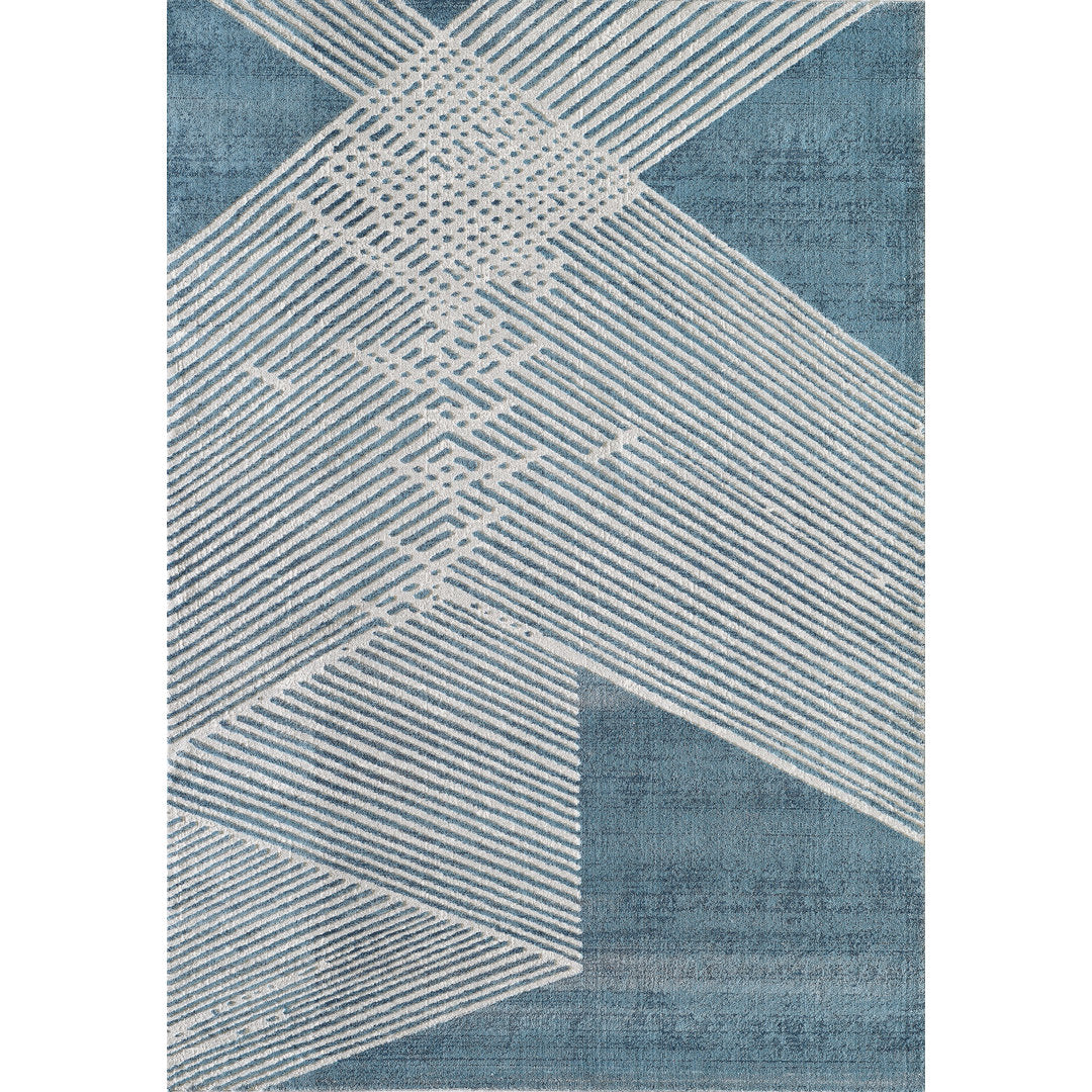 Soeren Geometric Light Blue Area Rug Ebern Designs Rug Size: Rectangle 7'9" x 10'2"