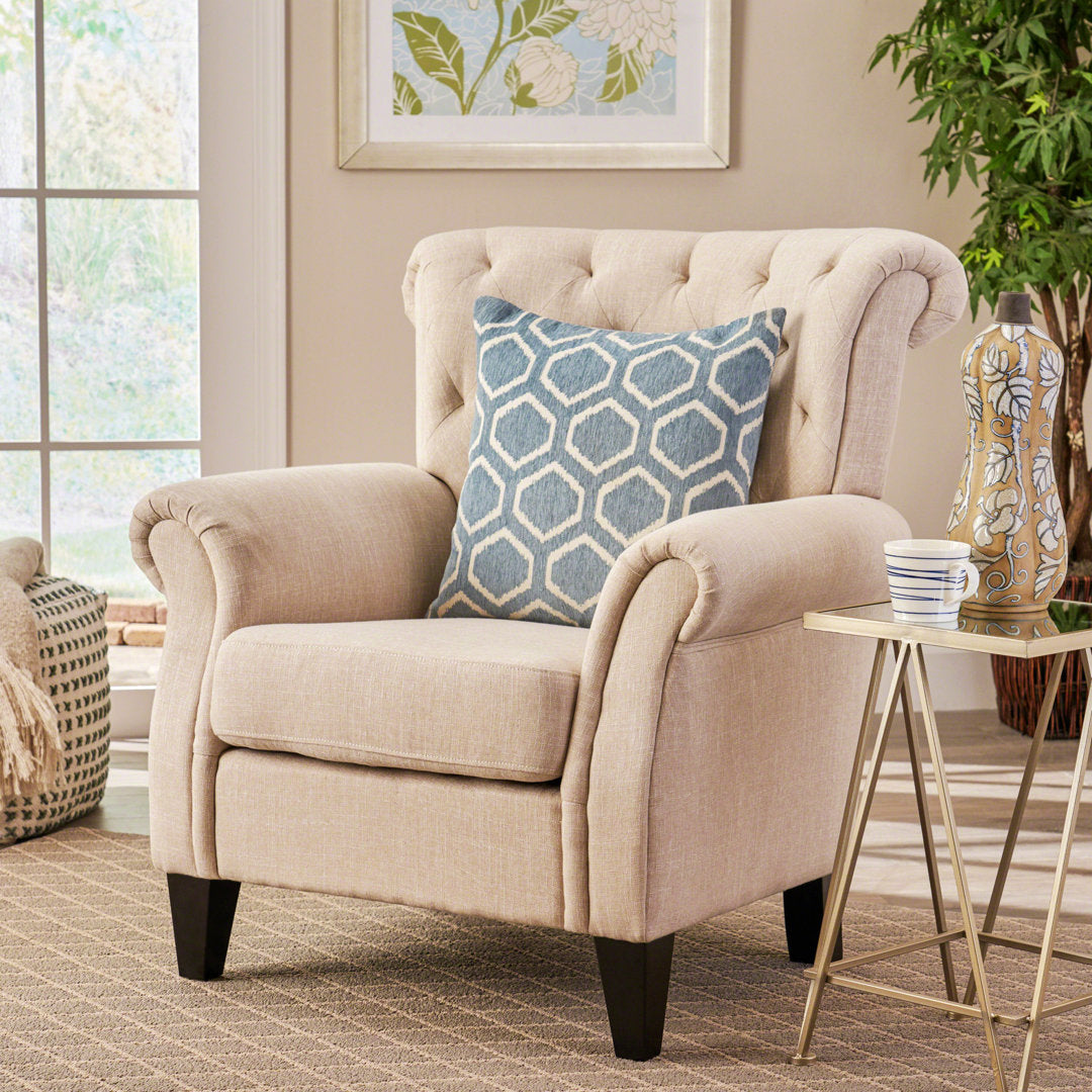 Losoto 91.44cm Wide Tufted Polyester Armchair Alcott Hill® Fabric: Light Beige Fabric