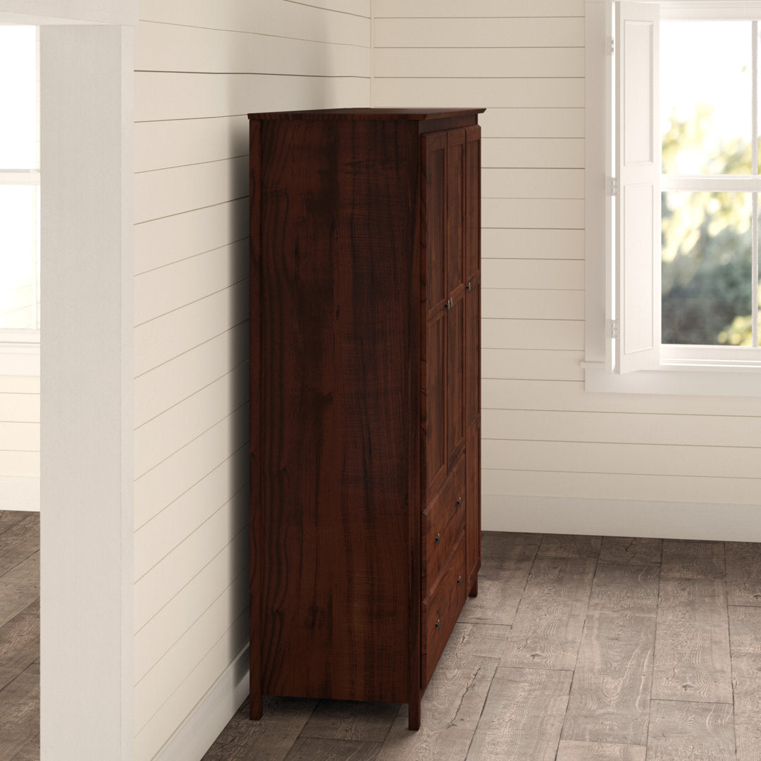 Shaker Wardrobe Armoire Grain Wood Furniture Color: Cherry