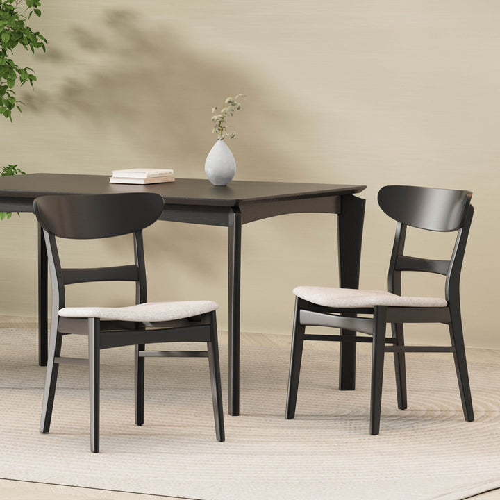 Cambrielle Upholstered Side Chair (Set of 2) Wade Logan® Frame Color: Black, Upholstery Color: Light Beige