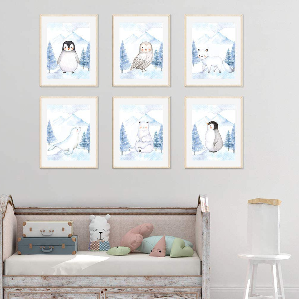 Davlos Penguin, Owl, Winter Fox, Bear, Seal 6-Piece Set Paper Print Harriet Bee