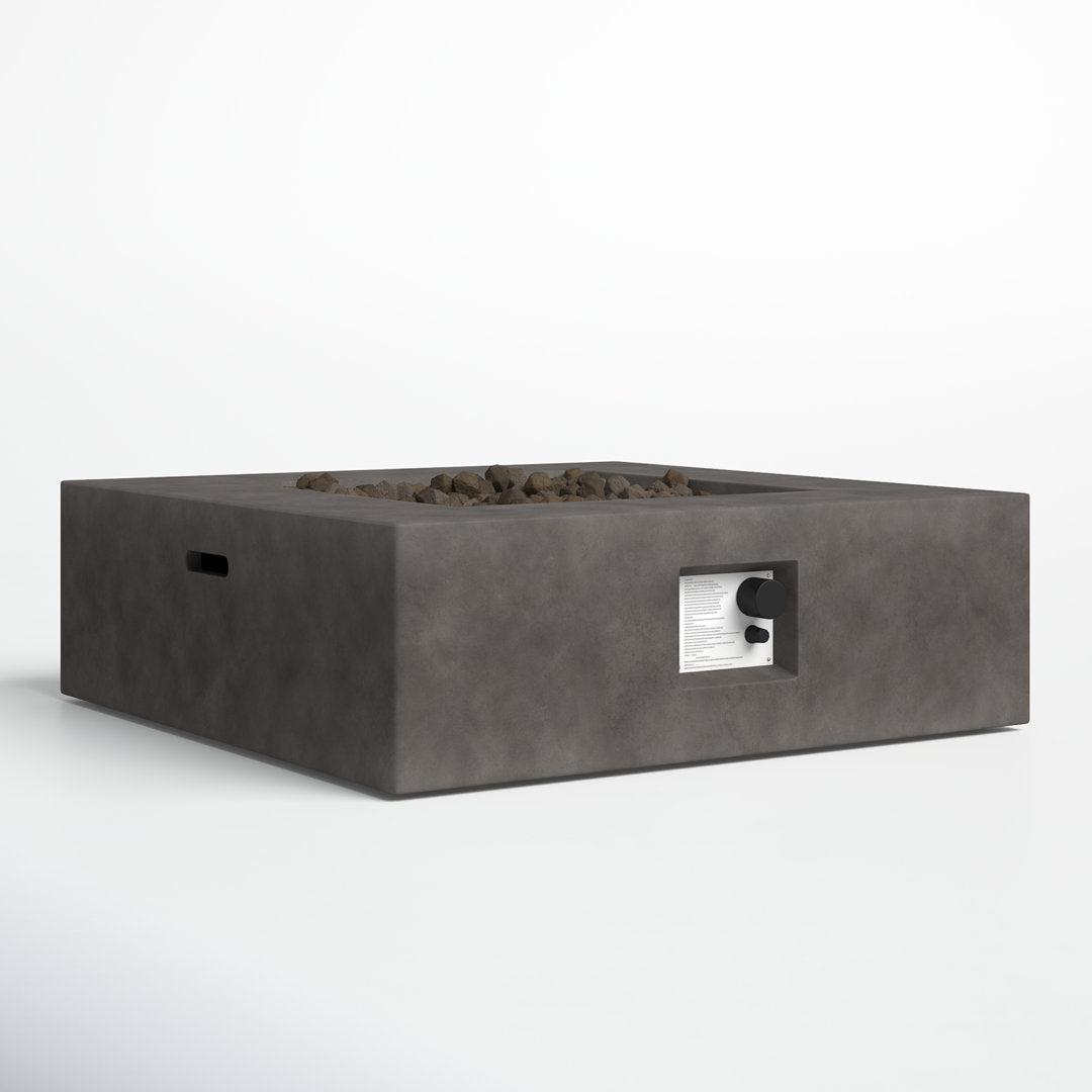 Rashid 12" H Concrete Outdoor Fire Pit Table AllModern Size: 12" H x 34" W x 34" D Finish: Charcoal