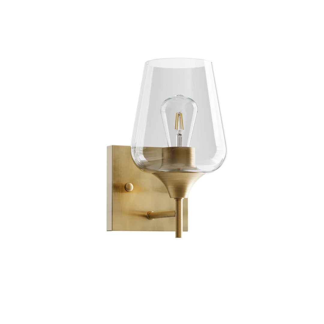 Herriman 1 - Light Dimmable Armed Sconce Ebern Designs Shade Color: Clear Finish: Antique Brass