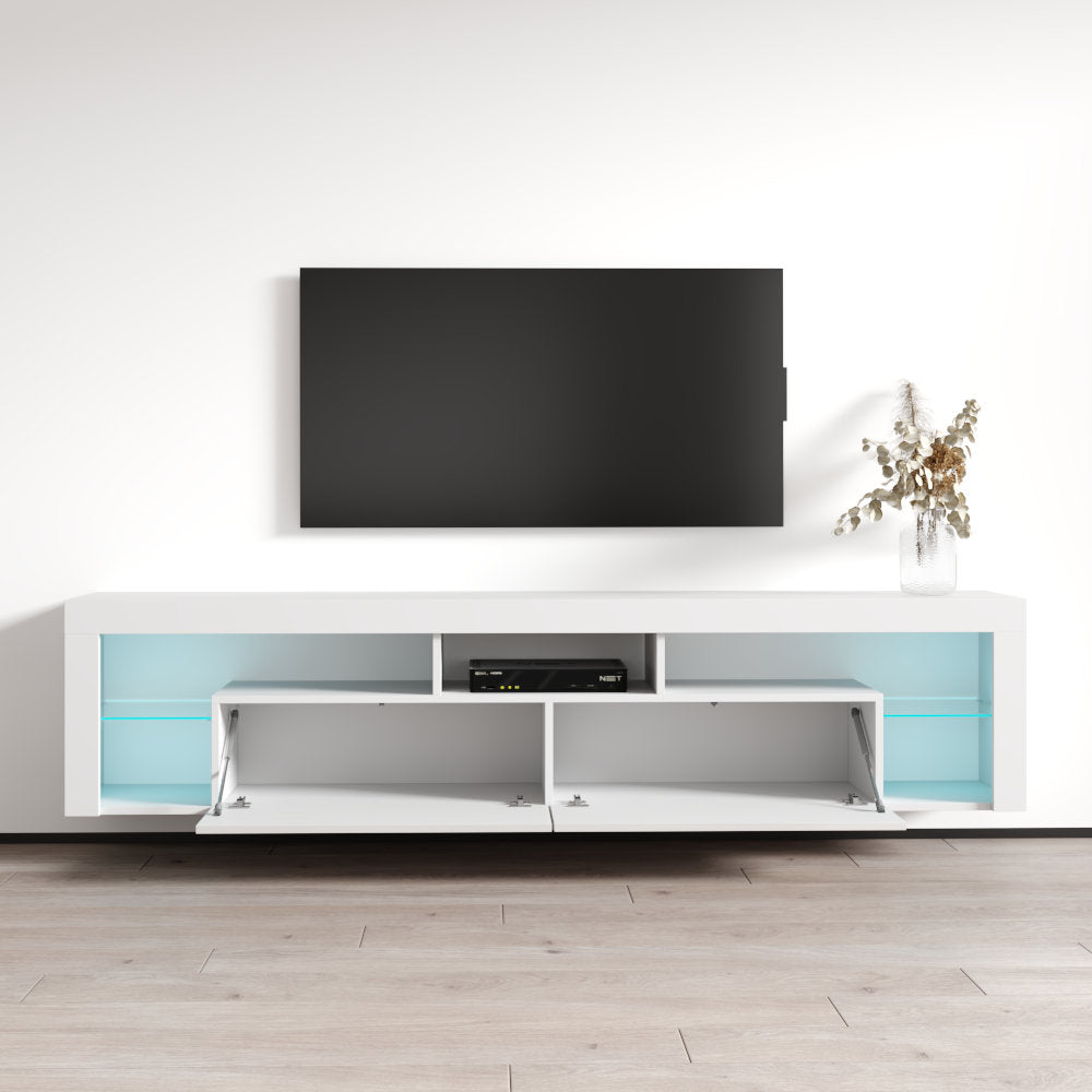 Floating Milano TV Stand for TVs up to 90" Orren Ellis Color: White