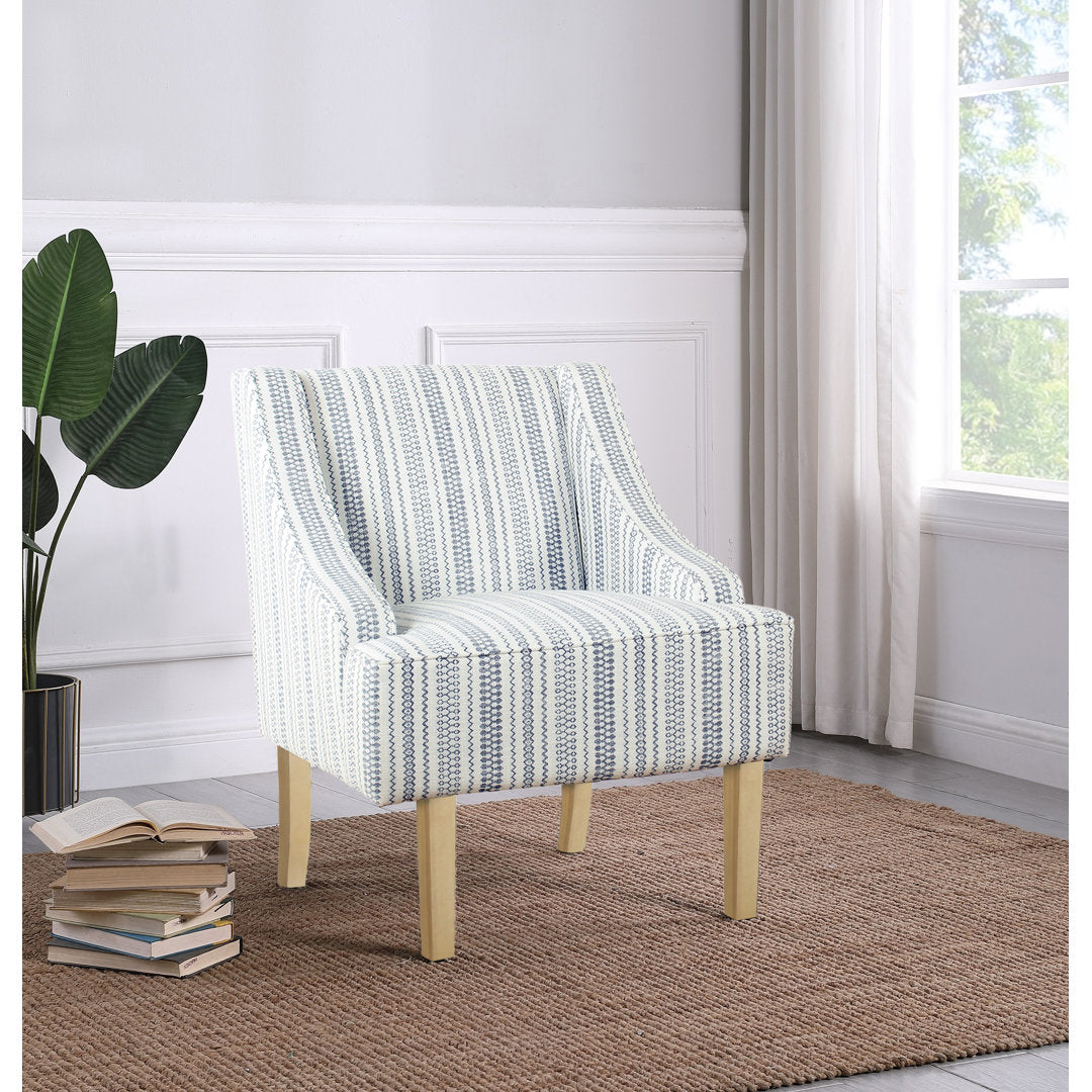Adona Accent Chair Mistana™ Fabric: Blue/White Farmhouse Stripe 100% Cotton