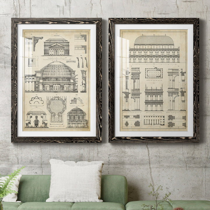 Vintage Architects Plan III - 2 Piece Picture Frame Graphic Art Print Set on Paper Williston Forge Size: 37.5" H x 55" W x 1.5" D Format: Black Framed Paper
