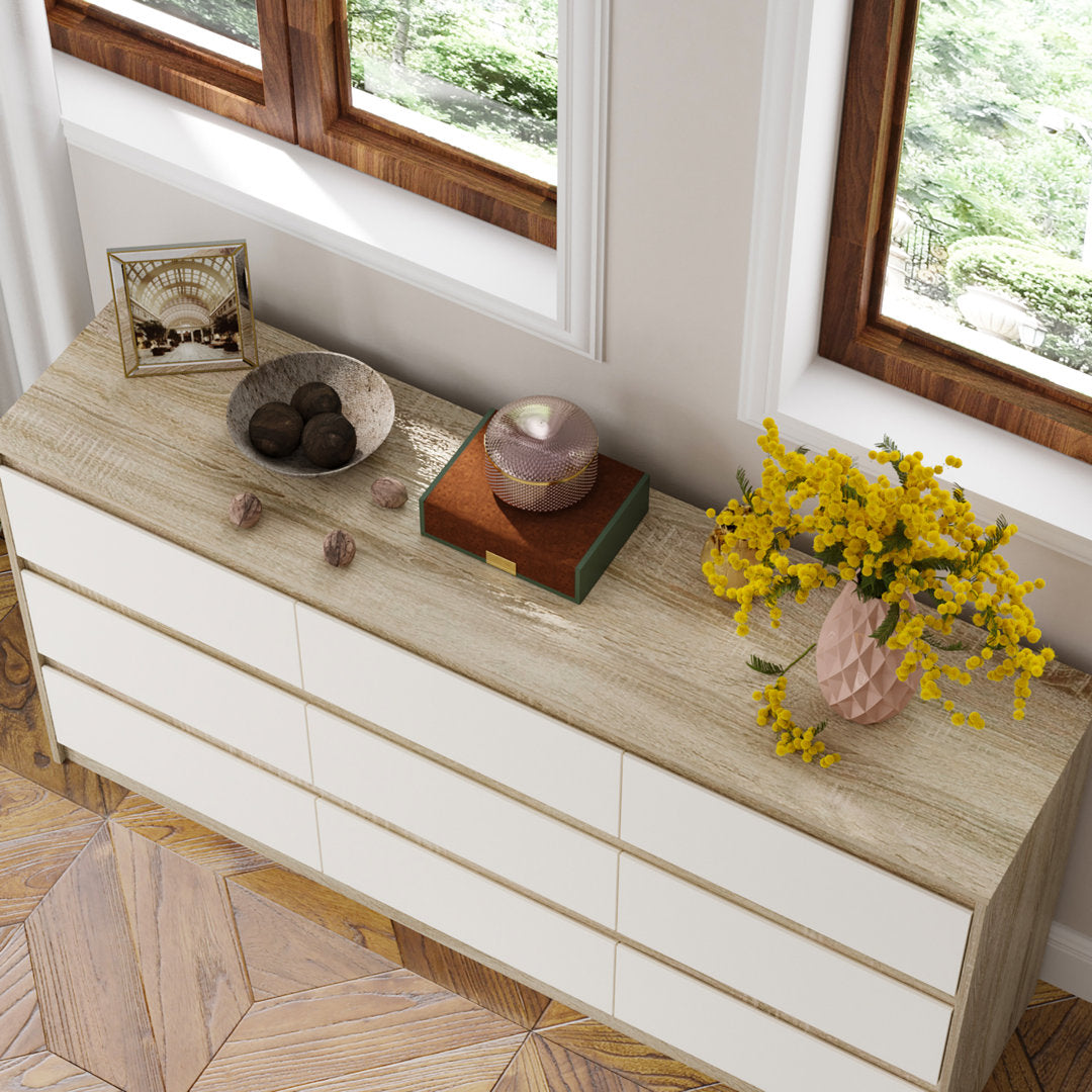 Aurica 9 Drawer 63" W Dresser Wade Logan® Color: White/Wood