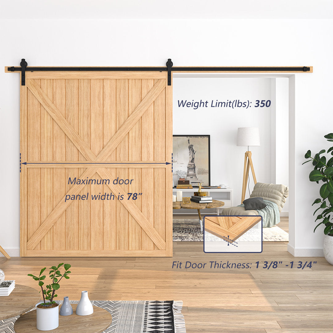 I Shape Heavy Duty Standard Single Track Barn Door Hardware Kit 156 in. Track Length HomLux