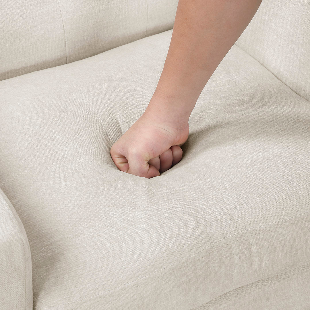 Clopton 26" Wide Mid-Century Modern Tufted Accent Armchair Hashtag Home Fabric: Beige Polyester Blend