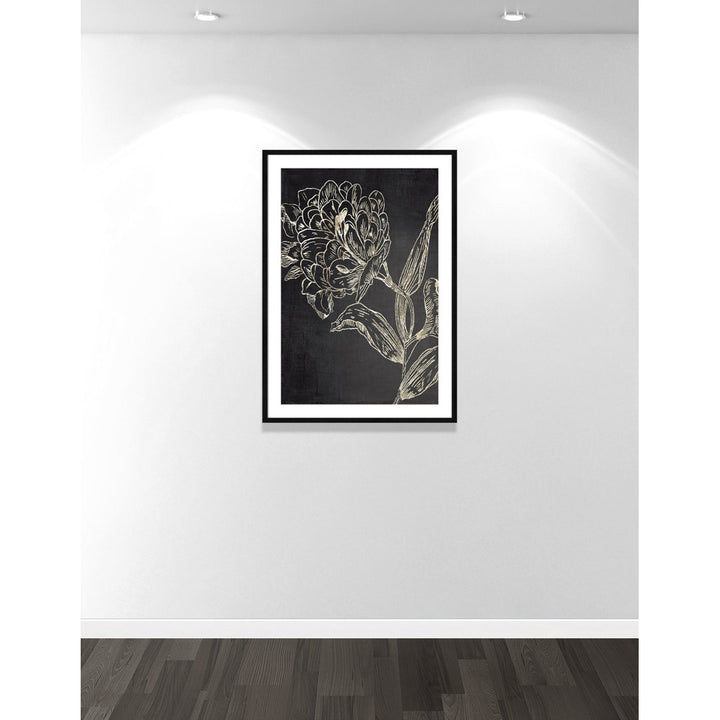 Golden Flower Folklore II by Asia Jensen - Picture Frame Graphic Art Joss & Main Size: 41.5" H x 29.5" W  Format: Black Wood Grain Framed