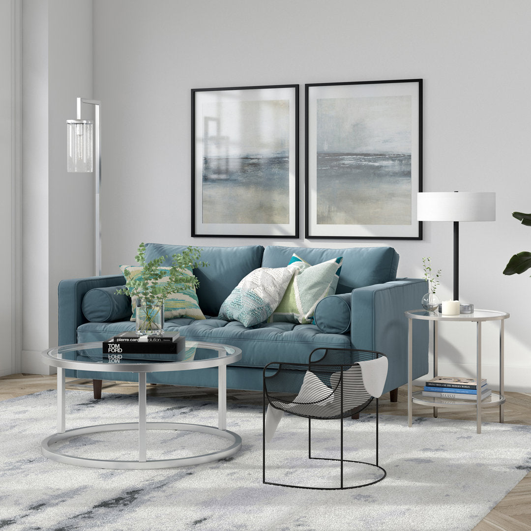 Ceno Glass End Table with Storage Wade Logan® Table Base Color: Satin Nickel