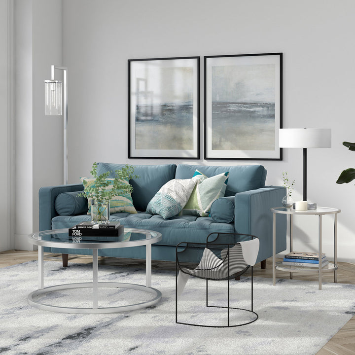 Ceno Glass End Table with Storage Wade Logan® Table Base Color: Satin Nickel
