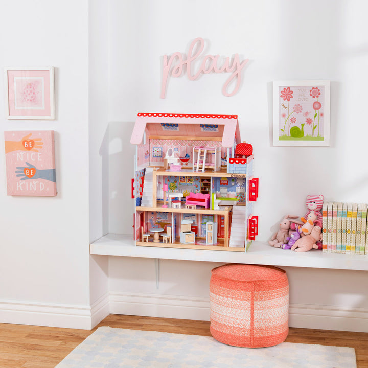 Chelsea Doll Cottage Wooden Dollhouse with 16 Accessories, for 5-Inch Dolls KidKraft