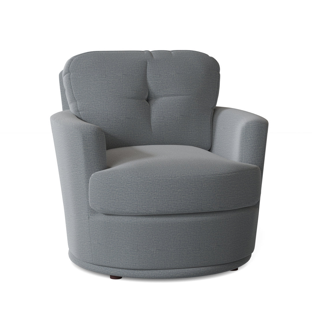 Towry 36" Wide Tufted Swivel Armchair Wade Logan® Fabric: Ultramarine Blue Performance
