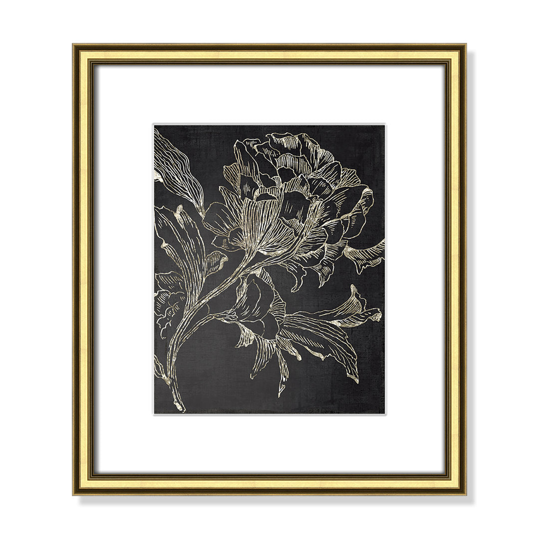 Golden Flower Folklore I by Asia Jensen - Picture Frame Graphic Art Print Joss & Main Size: 16.25" H x 14.25" W Format: Gold Framed